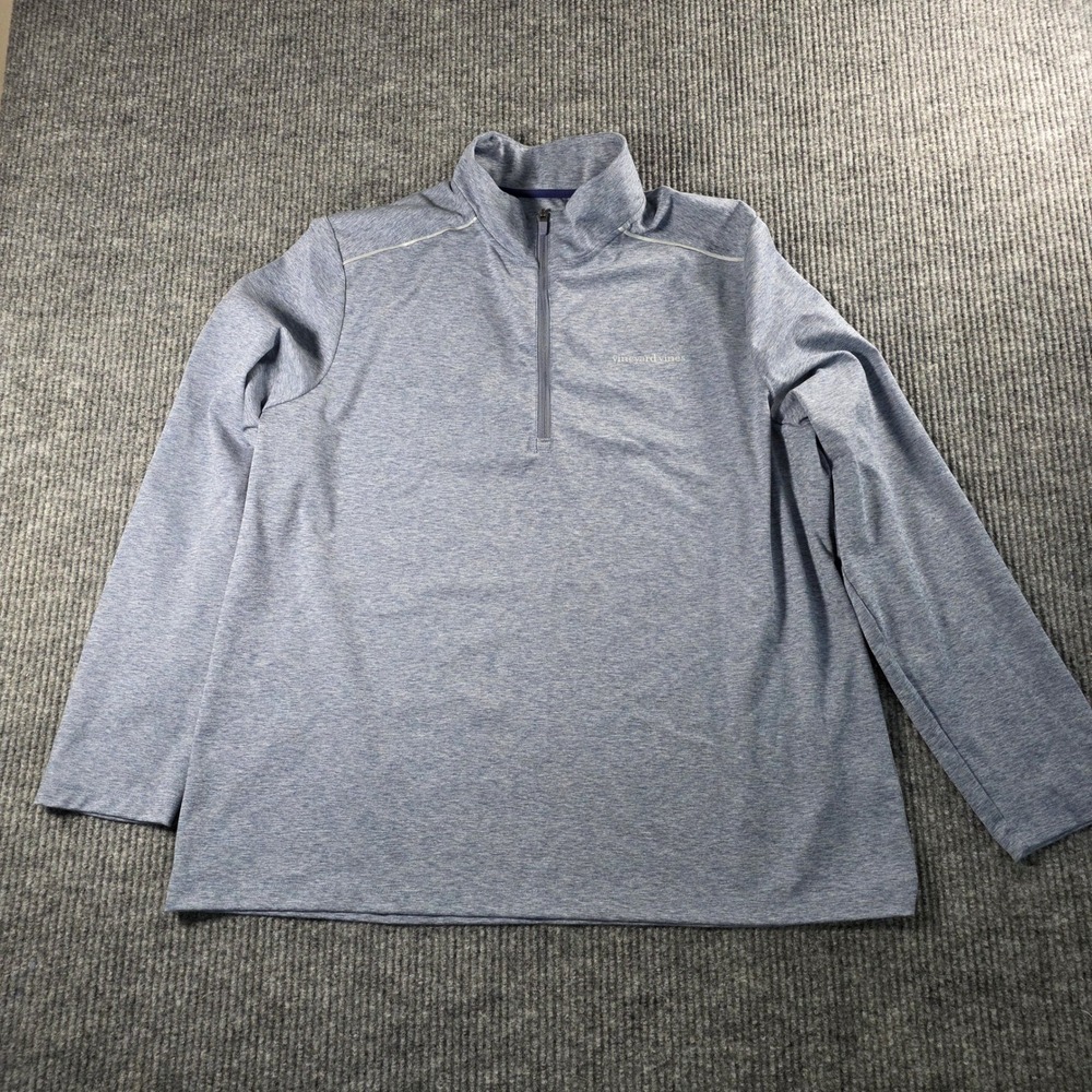 Vineyard Vines Performance Mens XXL 1/4 Zip Pullover Blue Heather Golf Shirt